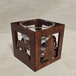 Rustic Brown Metal Candle Holder